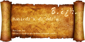 Babirák Ádám névjegykártya